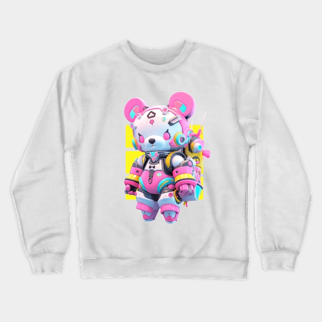 AKBLM - AYASHII 怪しい SUSPECIOUSE MECHA KUMA | COLORFUL FUTURISTIC CYBER ANIME CHARACTER Crewneck Sweatshirt by AKBLM